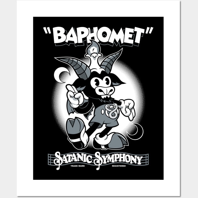 Baphomet - Vintage Cartoon Rubber Hose Devil - Satanic Symphony Wall Art by Nemons